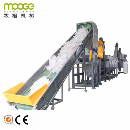 Novo design HDPE LDPE LLDPE BOPP PP PE Filme Saco tecido Saco Jumbo Flocos de plástico Reciclagem de sucata Esmagamento Linha de lavagem Máquina trituradora de plantas recicladas